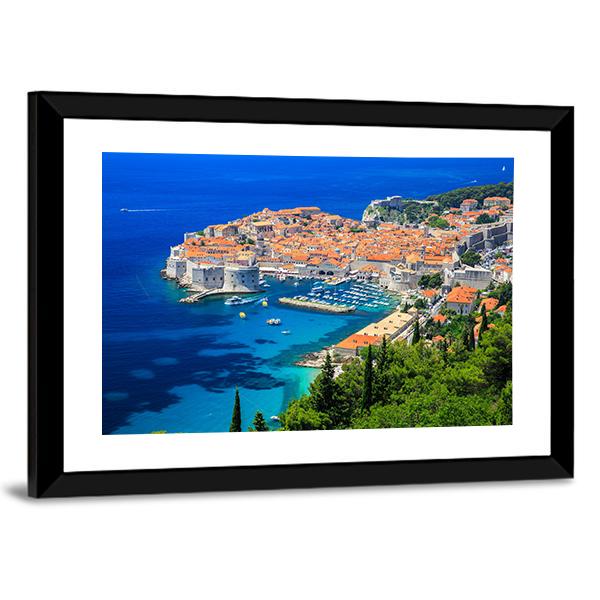 Panoramic View Of Old Town Dubrovnik Canvas Wall Art-3 Horizontal-Gallery Wrap-25" x 16"-Tiaracle