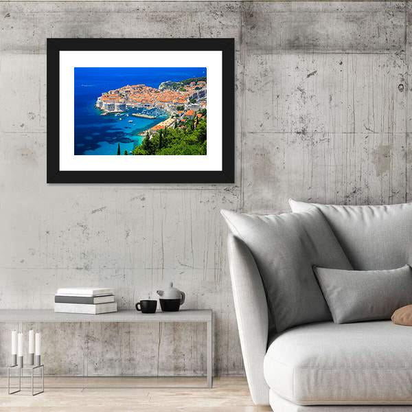 Panoramic View Of Old Town Dubrovnik Canvas Wall Art-3 Horizontal-Gallery Wrap-25" x 16"-Tiaracle