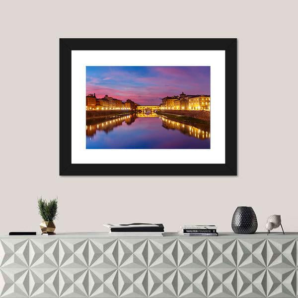 Panoramic View Of River Arno Canvas Wall Art-3 Horizontal-Gallery Wrap-25" x 16"-Tiaracle