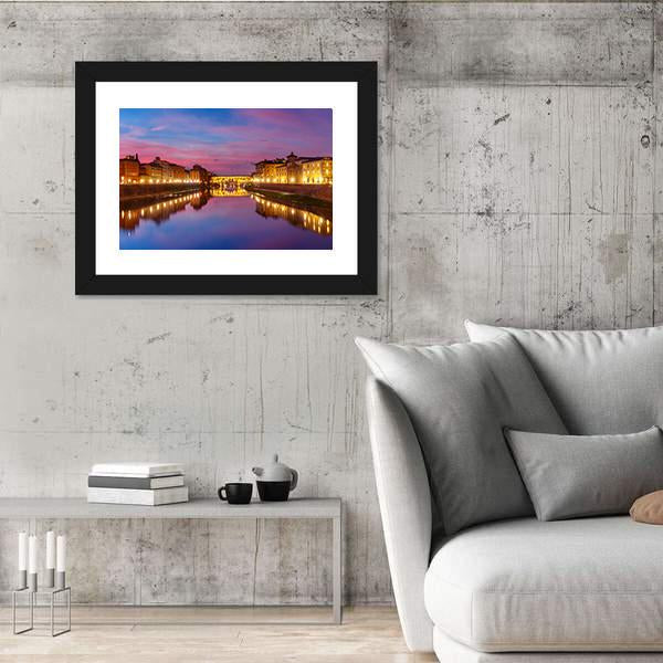 Panoramic View Of River Arno Canvas Wall Art-3 Horizontal-Gallery Wrap-25" x 16"-Tiaracle