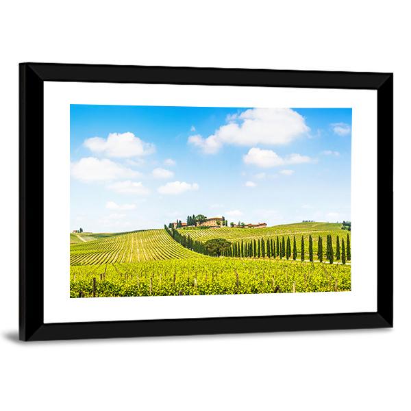 Panoramic View Of Scenic Tuscany Landscape Canvas Wall Art-1 Piece-Framed Print-20" x 16"-Tiaracle
