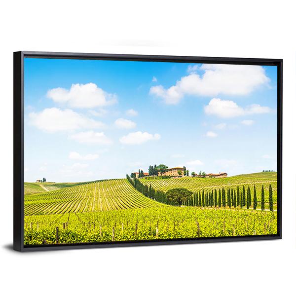 Panoramic View Of Scenic Tuscany Landscape Canvas Wall Art-3 Horizontal-Gallery Wrap-25" x 16"-Tiaracle