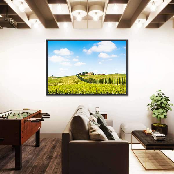 Panoramic View Of Scenic Tuscany Landscape Canvas Wall Art-3 Horizontal-Gallery Wrap-25" x 16"-Tiaracle