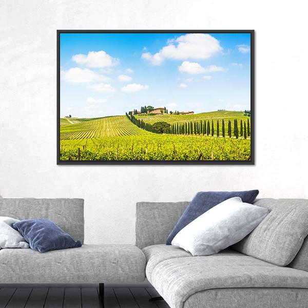 Panoramic View Of Scenic Tuscany Landscape Canvas Wall Art-3 Horizontal-Gallery Wrap-25" x 16"-Tiaracle
