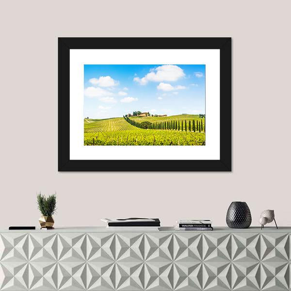 Panoramic View Of Scenic Tuscany Landscape Canvas Wall Art-3 Horizontal-Gallery Wrap-25" x 16"-Tiaracle