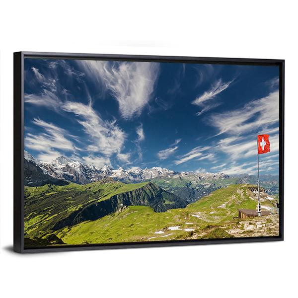 Panoramic View Of The Swiss Alps Canvas Wall Art-3 Horizontal-Gallery Wrap-25" x 16"-Tiaracle
