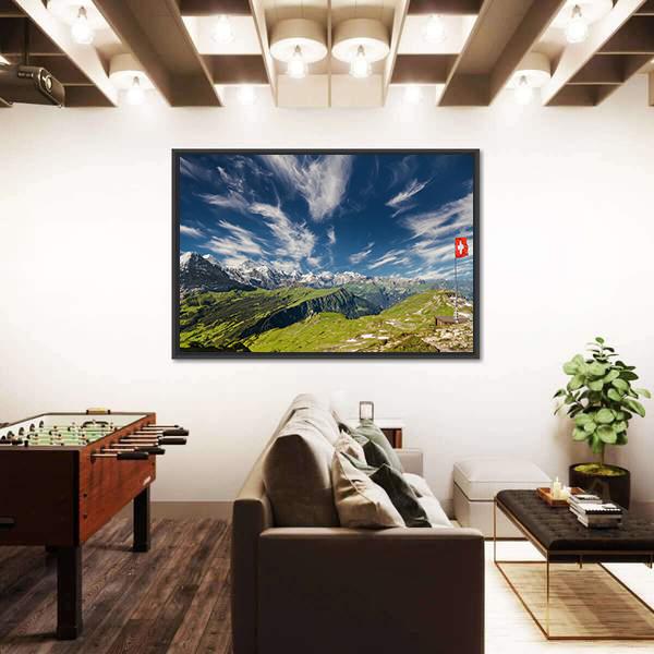 Panoramic View Of The Swiss Alps Canvas Wall Art-3 Horizontal-Gallery Wrap-25" x 16"-Tiaracle