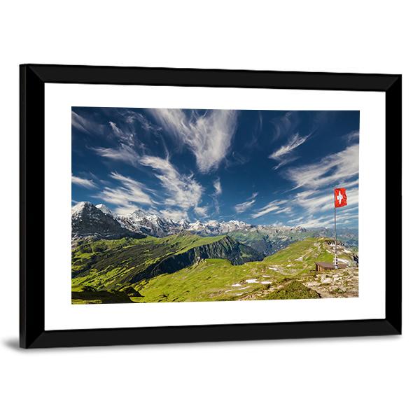 Panoramic View Of The Swiss Alps Canvas Wall Art-3 Horizontal-Gallery Wrap-25" x 16"-Tiaracle
