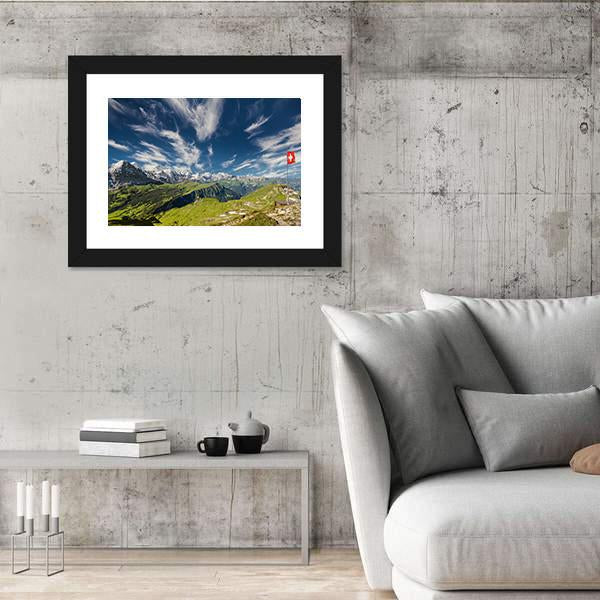 Panoramic View Of The Swiss Alps Canvas Wall Art-3 Horizontal-Gallery Wrap-25" x 16"-Tiaracle