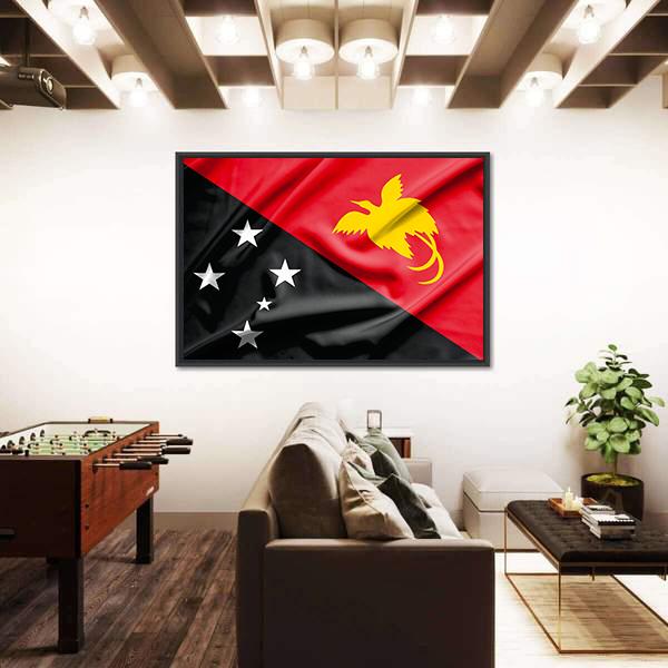 Papua New Guinea Flag Canvas Wall Art-5 Horizontal-Gallery Wrap-22" x 12"-Tiaracle