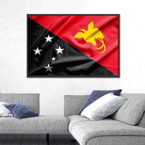Papua New Guinea Flag Canvas Wall Art-5 Horizontal-Gallery Wrap-22" x 12"-Tiaracle