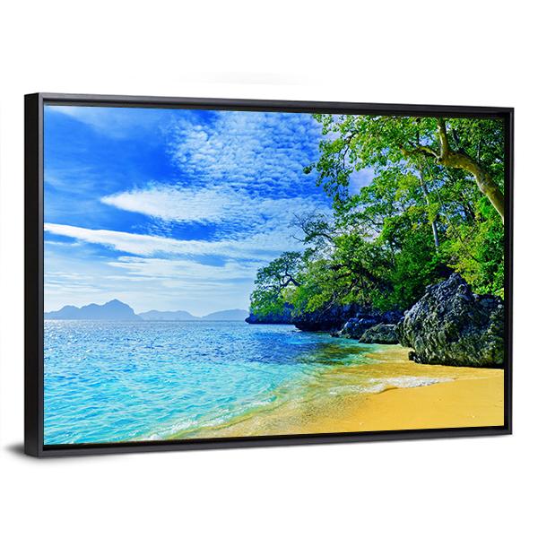 Paradise Beach Sea And Sky Canvas Wall Art-3 Horizontal-Gallery Wrap-25&quot; x 16&quot;-Tiaracle