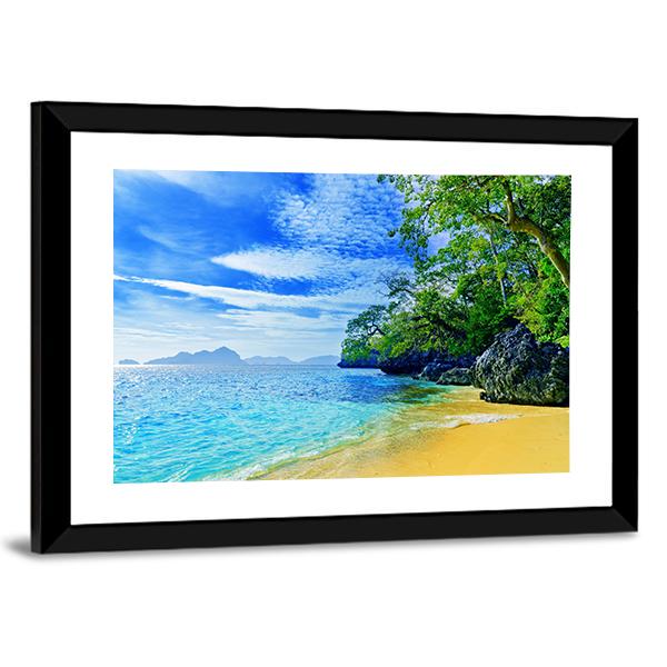 Paradise Beach Sea And Sky Canvas Wall Art-3 Horizontal-Gallery Wrap-25&quot; x 16&quot;-Tiaracle