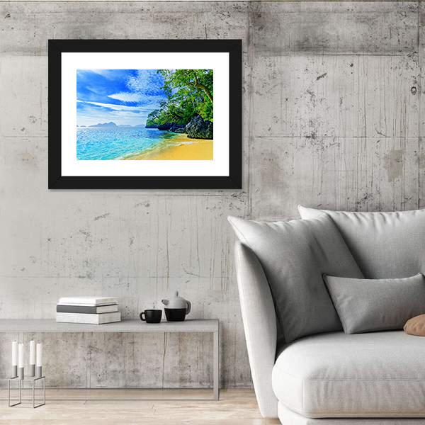 Paradise Beach Sea And Sky Canvas Wall Art-3 Horizontal-Gallery Wrap-25&quot; x 16&quot;-Tiaracle
