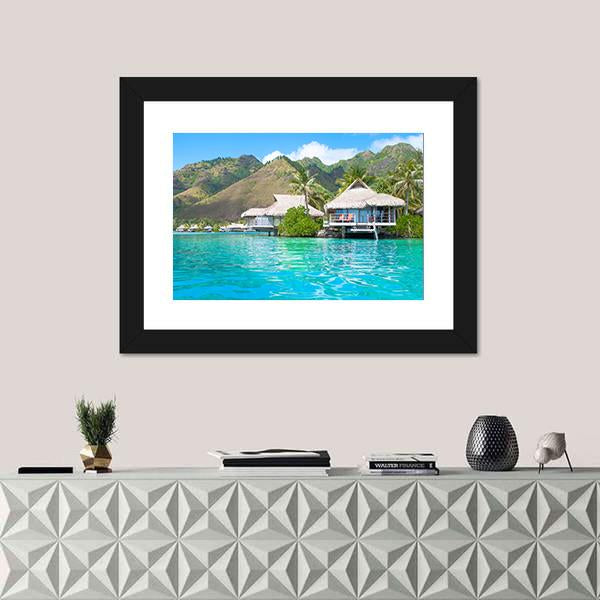 Paradise Bungalows Canvas Wall Art-1 Piece-Framed Print-20" x 16"-Tiaracle