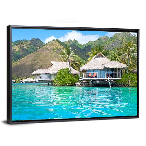 Paradise Bungalows Canvas Wall Art-3 Horizontal-Gallery Wrap-25" x 16"-Tiaracle