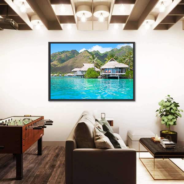 Paradise Bungalows Canvas Wall Art-3 Horizontal-Gallery Wrap-25" x 16"-Tiaracle