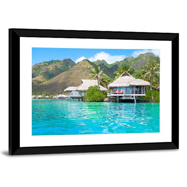 Paradise Bungalows Canvas Wall Art-3 Horizontal-Gallery Wrap-25" x 16"-Tiaracle