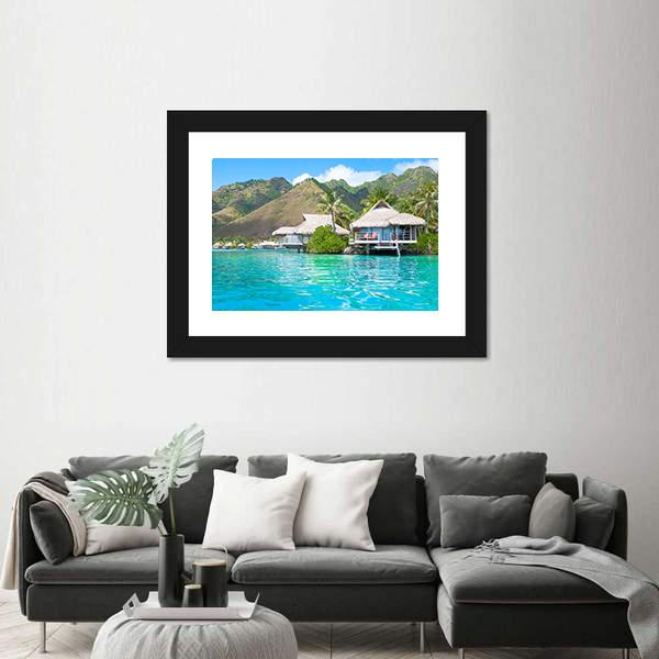 Paradise Bungalows Canvas Wall Art-3 Horizontal-Gallery Wrap-25" x 16"-Tiaracle
