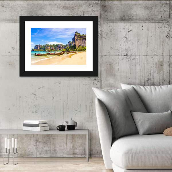 Paradise Railay Beach In Krabi Canvas Wall Art-5 Horizontal-Gallery Wrap-22" x 12"-Tiaracle