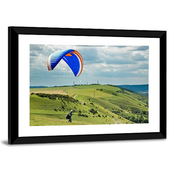 Paragliding At Devil's Dyke Canvas Wall Art-5 Horizontal-Gallery Wrap-22" x 12"-Tiaracle