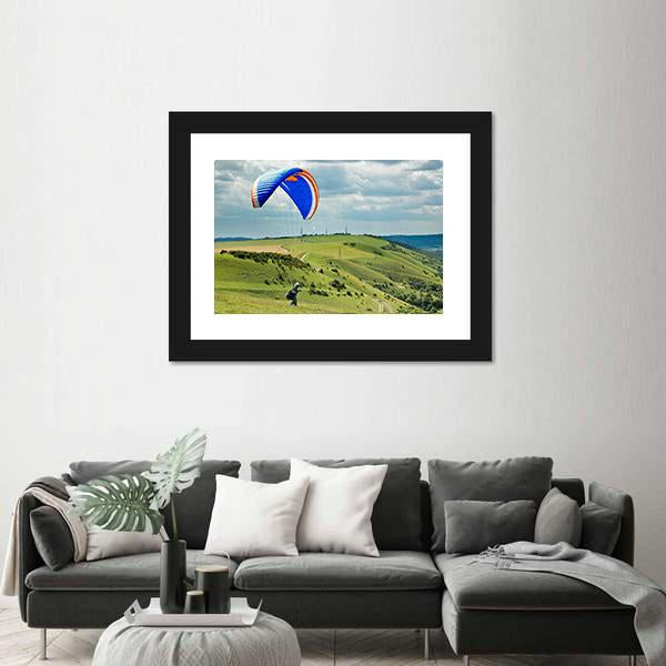 Paragliding At Devil's Dyke Canvas Wall Art-5 Horizontal-Gallery Wrap-22" x 12"-Tiaracle