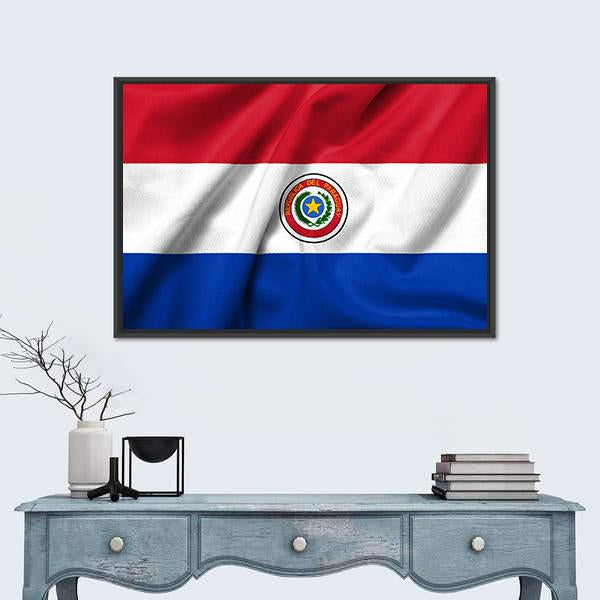 Paraguay Flag Canvas Wall Art-1 Piece-Floating Frame-24" x 16"-Tiaracle