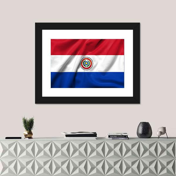 Paraguay Flag Canvas Wall Art-1 Piece-Framed Print-20" x 16"-Tiaracle