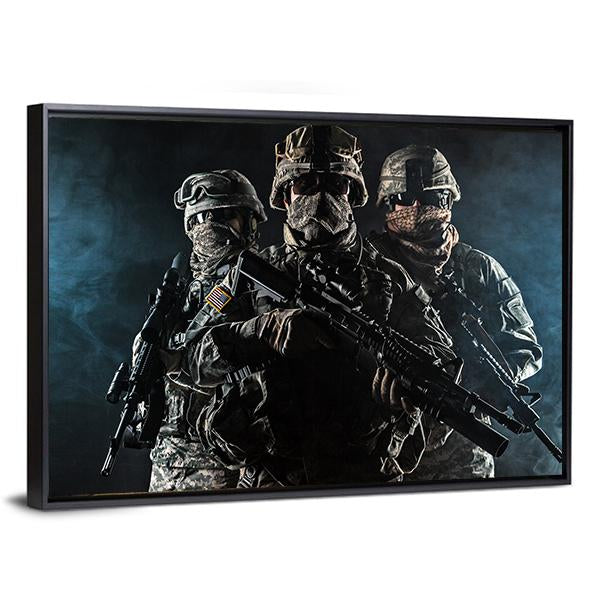 Paratroopers Airborne Infantry In The Smoke Canvas Wall Art-1 Piece-Floating Frame-24" x 16"-Tiaracle