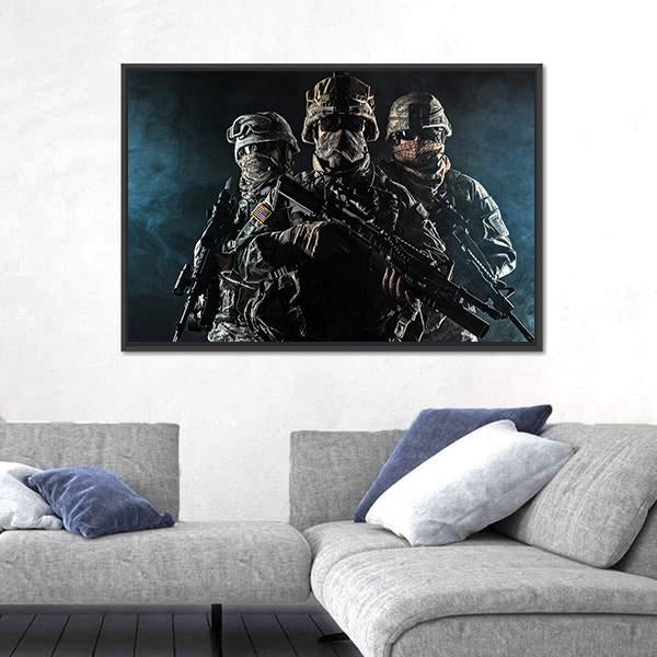 Paratroopers Airborne Infantry In The Smoke Canvas Wall Art-1 Piece-Floating Frame-36" x 24"-Tiaracle