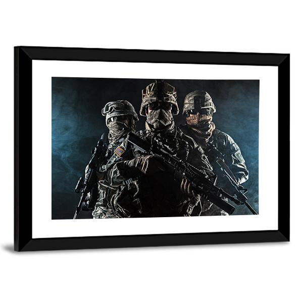 Paratroopers Airborne Infantry In The Smoke Canvas Wall Art-1 Piece-Framed Print-20" x 16"-Tiaracle