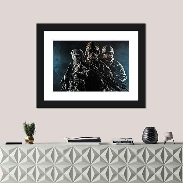 Paratroopers Airborne Infantry In The Smoke Canvas Wall Art-3 Horizontal-Gallery Wrap-25" x 16"-Tiaracle