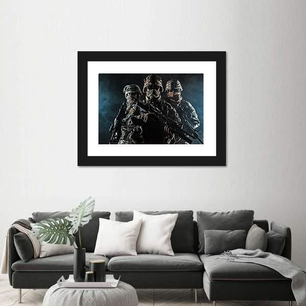 Paratroopers Airborne Infantry In The Smoke Canvas Wall Art-3 Horizontal-Gallery Wrap-25" x 16"-Tiaracle