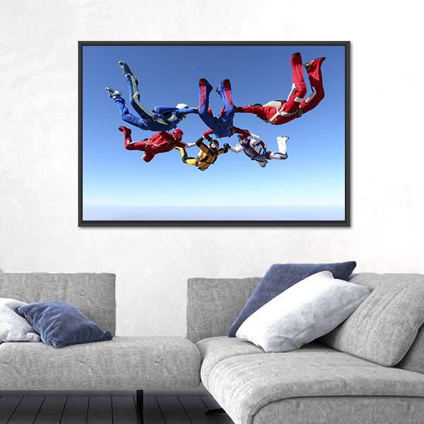 Paratroopers Ring In Free Fall Canvas Wall Art-5 Horizontal-Gallery Wrap-22" x 12"-Tiaracle