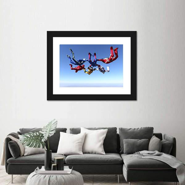 Paratroopers Ring In Free Fall Canvas Wall Art-5 Horizontal-Gallery Wrap-22" x 12"-Tiaracle