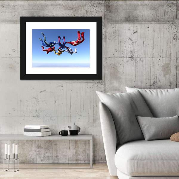 Paratroopers Ring In Free Fall Canvas Wall Art-5 Horizontal-Gallery Wrap-22" x 12"-Tiaracle