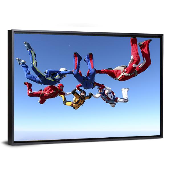 Paratroopers Ring In Free Fall Canvas Wall Art-5 Horizontal-Gallery Wrap-22" x 12"-Tiaracle