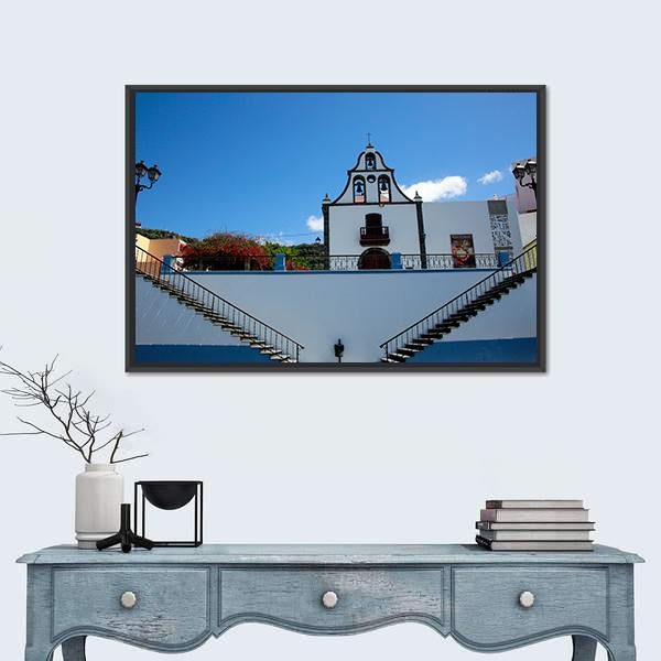 Parish Church Of San Miguel Canvas Wall Art-1 Piece-Floating Frame-24" x 16"-Tiaracle
