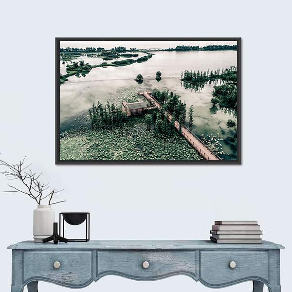 Park Scenery In Canada Canvas Wall Art-1 Piece-Floating Frame-24" x 16"-Tiaracle