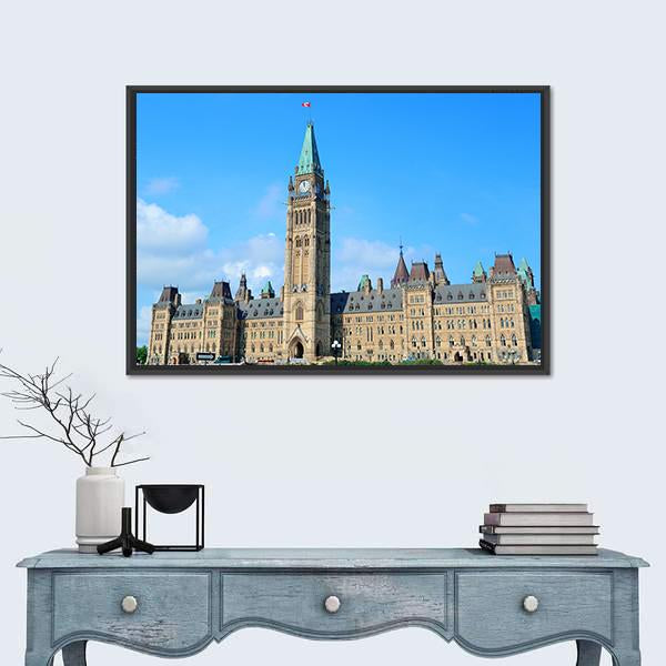 Parliament Hill Building In Ottawa Canada Canvas Wall Art-1 Piece-Floating Frame-36" x 24"-Tiaracle