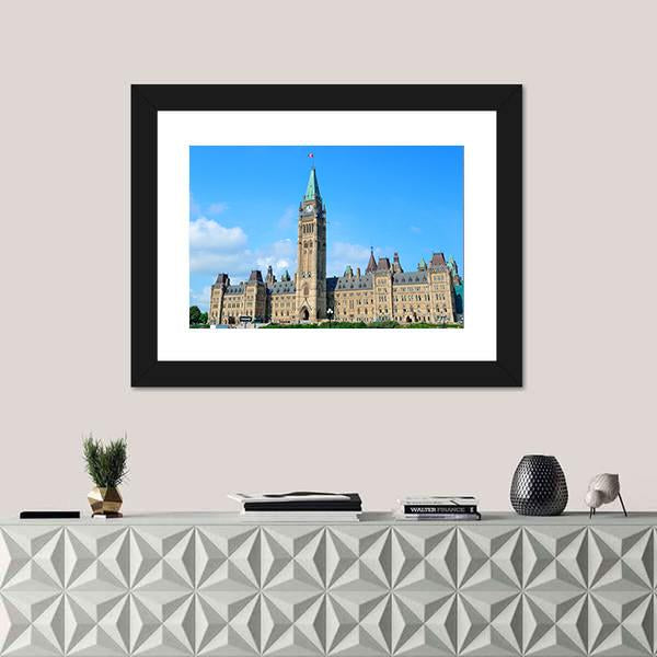 Parliament Hill Building In Ottawa Canada Canvas Wall Art-1 Piece-Framed Print-20" x 16"-Tiaracle