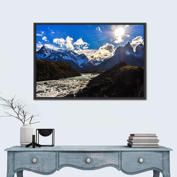 Parque Nacional Torres Del Paine Canvas Wall Art-1 Piece-Floating Frame-24" x 16"-Tiaracle