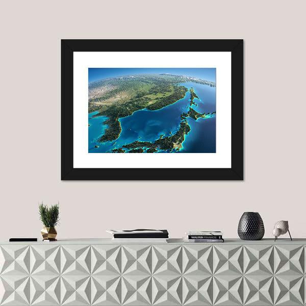 Part Of Asia And The Japanese Sea Canvas Wall Art-1 Piece-Framed Print-20" x 16"-Tiaracle