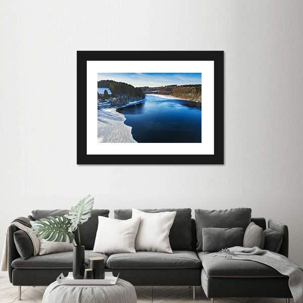 Partially Frozen Lingese Dam In Winter Canvas Wall Art-3 Horizontal-Gallery Wrap-25" x 16"-Tiaracle