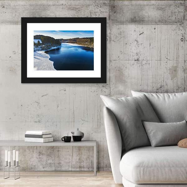 Partially Frozen Lingese Dam In Winter Canvas Wall Art-3 Horizontal-Gallery Wrap-25" x 16"-Tiaracle