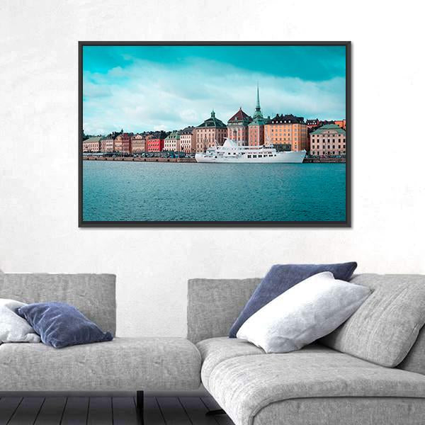 Passenger Ship In Stockholm Harbour Canvas Wall Art-5 Horizontal-Gallery Wrap-22" x 12"-Tiaracle