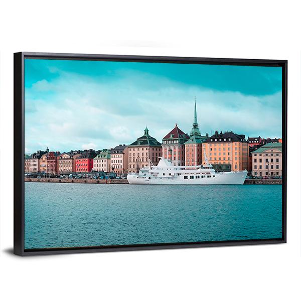 Passenger Ship In Stockholm Harbour Canvas Wall Art-5 Horizontal-Gallery Wrap-22" x 12"-Tiaracle