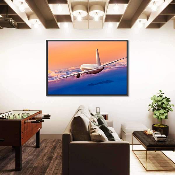 Passengers Commercial Airplane Canvas Wall Art-5 Horizontal-Gallery Wrap-22" x 12"-Tiaracle