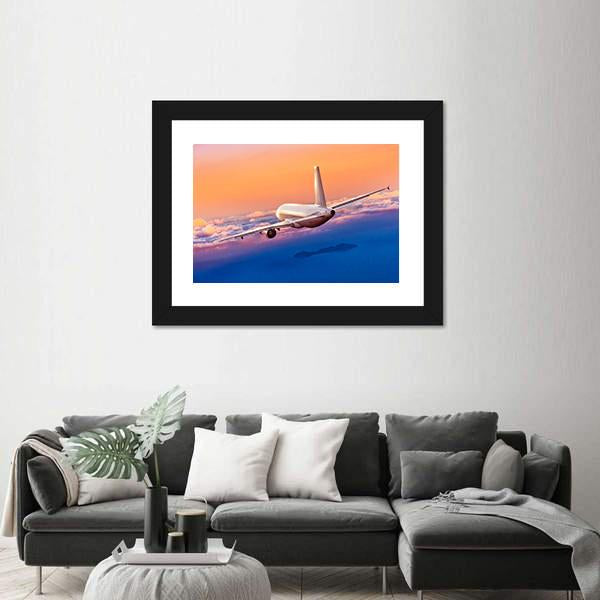 Passengers Commercial Airplane Canvas Wall Art-5 Horizontal-Gallery Wrap-22" x 12"-Tiaracle