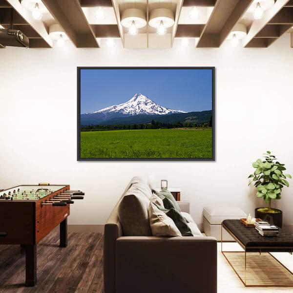 Pasture With View Of Mt Hood Canvas Wall Art-3 Horizontal-Gallery Wrap-25" x 16"-Tiaracle